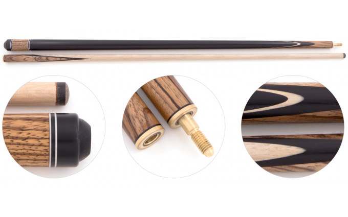 Кий для русского бильярда 2-pc наборный (черный граб, зебрано, граб) Кий для русского бильярда 2-pc наборный (черный граб, зебрано, граб)